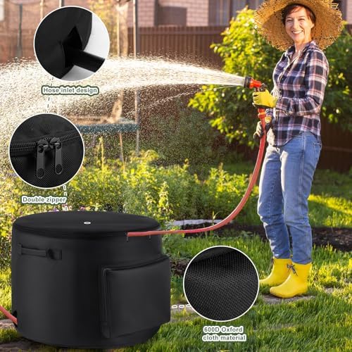 Shinylin 2 Pack Garden Water Hose Holder Storage Bags for 150 ft Hose, Heavy Duty Oxford Storage Bag with Entry Hole, Water Hoses Pot for Outside Inside, Garage, Rv, Warehouse, Garden Tools - Image 3