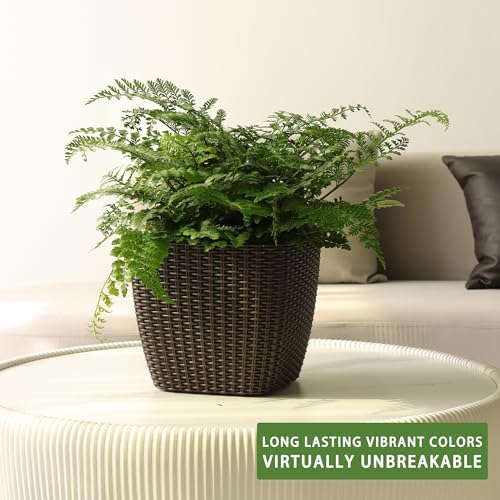 Dexceder 11x10 Self Watering Planter (Brown Rattan) - Image 6