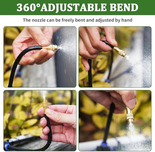 200Ft 1/4” Drip Irrigation System – Drip Irrigation Kit & Garden Watering System with 32 Pcs 360° Adjustable Copper Nozzles, Automatic Mist Spray for Raised Bed, Lawn, Garden & Potted Plants - Image 3