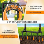 Garden Hose Holder for Outside - Upgraded Water Hose Holders with 5 Spikes & 2 Shepherds Hooks, Freestanding Hose Stand Heavy Duty Hose Hanger Hose Storage Hose Reel Rack for Outside Yard Lawn - Image 3