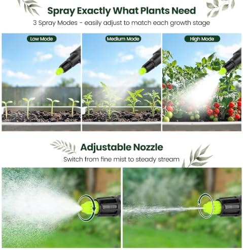 TaroKitc Electric Spray Bottle 2L/0.5 Gallon, 3 Speed Adjustable Battery Powered Garden Sprayer, Rechargeable Automatic Plant Mister with Adjustable Nozzle for Indoor/Outdoor Plants - Image 3