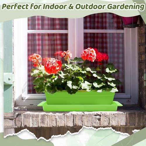 Cinnvoice 4 Pcs 24 x 8 x 1.6 Inch Rectangle Plant Saucer Tray, Green - Image 5