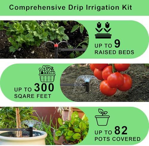 250FT Drip Irrigation Kit – 2026 New Quick-Connect Micro Irrigation System with 1/4'' 1/2'' Tubing, Locking Nozzle Emitters, Adjustable Misting Sprayers for Gardens, Lawns,Raised Beds and Greenhouses - Image 5