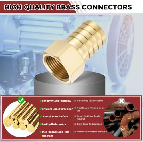 8pcs Brass Hose Barb Fittings 1" Hose Barb to 3/4" NPT Female - Image 4
