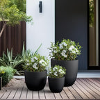 Kante Set of 3 Black Concrete Bowl Planters 18" 14" 18" Dia - Image 6
