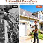 Telescoping Pressure Washer Wand 24 ft Power Washer Extension Wand Aluminum Pressure Washer Extension Wand 24 Feet with Brush Head, Gutter Cleaner, 7 Spray Nozzle Tips, 2 Hose Adapters, Support Belt - Image 2