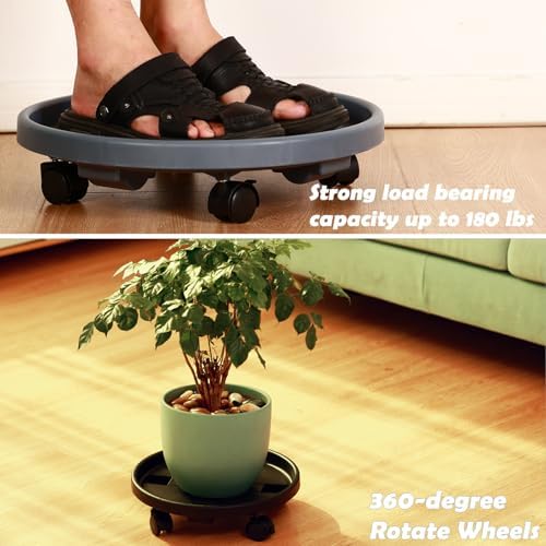 5 Packs Large Plant Caddy with Wheels 13" Rolling Wheeled Plant Stands Heavy-duty Plastic Flower Pot Roller Base Movers Indoor Outdoor Planter Dolly with Casters Trolley, Red - Image 4