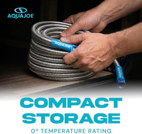 Aqua Joe AJSGH100 1/2-Inch Heavy-Duty, Puncture Proof Kink-Free, Spiral Constructed 304-Stainless Steel Metal, Garden Hose, 100-Foot - Image 5