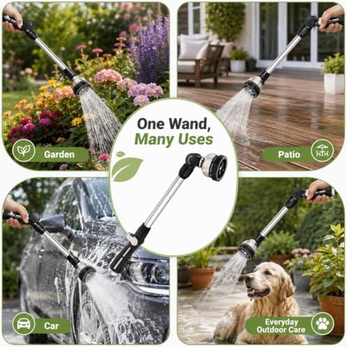 Heavy Duty 16 Inch Metal Watering Wand Garden Hose 9 Spray Patterns - Image 6