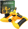 Joeys Garden Rotating Lawn Sprinkler for Yard & Kids, 360° Coverage, Yellow by Joeys+Garden