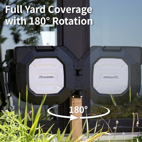 1/2" x 100 FT Heavy Duty Retractable Garden Hose Reel Black - Image 4