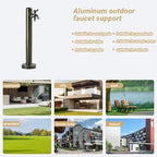 Garden Water Column Vertical Square 304 Stainless Steel with Double Faucet Antifreeze Freestanding Garden Hose Holder for Patio Backyard(Black D,High-end) - Image 7