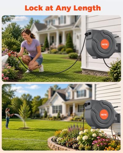 5/8 in 115 ft Retractable Garden Hose Reel with 9-Pattern Sprayer Nozzle - Image 4
