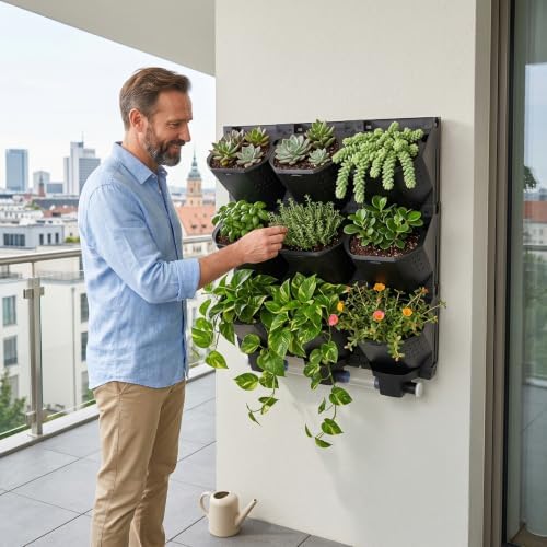 Vertical Wall Planter 3-Tier, 9-Pot Hanging Plant Holder(Black) - Image 5