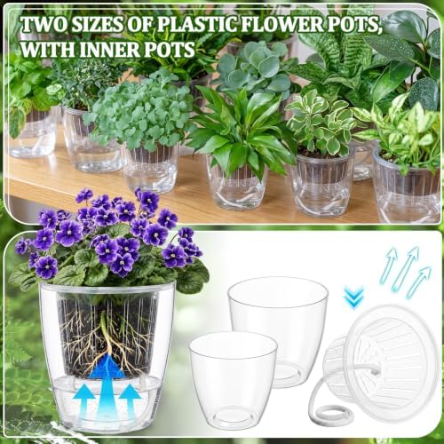 Self Watering Plant Pots, 3.5''/4.3'', Transparent, 36 Pcs - Image 4