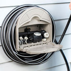 Vego Garden Hose Hanger Hangout with 115 ft of 5/8" Capacity And Enclosed Storage Compartment (Cloud Grey) - Image 3