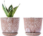 Gepege Ceramic Plant Pots, 6 Inch Indoor Planters with Drainage & Saucers by Gepege