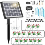 49FT Solar Drip Irrigation System Kit, Auto Watering for 15 Pots by HEKIWAY