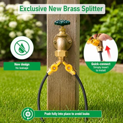 MIXC 320Ft Drip Irrigation System for Garden with 2-Way Spiliter,Tee-Stake - Image 2