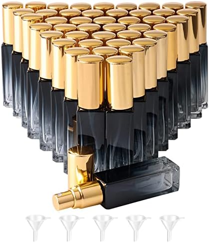 45pcs 10ml Mini Glass Spray Bottles Square Gradient Gold Cap by Newzoll