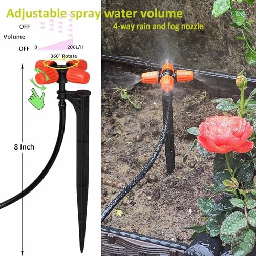 160Ft Drip Irrigation System for with Water Timer Main Water Hose ID 1/2inch 32Ft, 1/4in 131Ft, Sufficient Water Pressure, Irrigation Dripper Waterflow Evenly, Easy DIY Automatic Watering System - Image 6