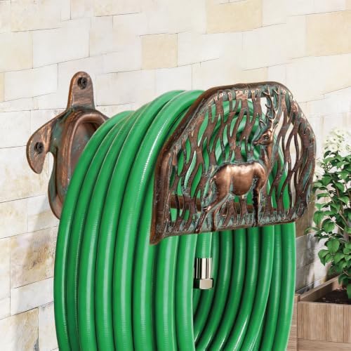 Garden Hose Holder Wall Mount for Outdoor Yard, 100 lbs Load Capacity Heavy-Duty Water Hose Hanger, Holds 150 Feet of Wall-Mounted Metal Deer Decorative Hose Rack Hook for Outside Patio, Garage - Image 4