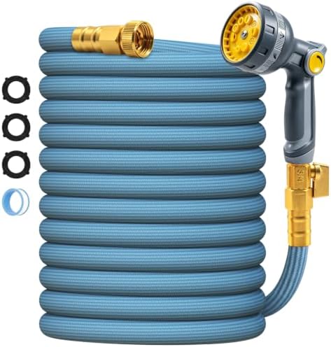 Garden Hose 50 FT, Flexible Water Hose, Ultra Lightweight Non-Expanding Hose with 10‑Function Spray Nozzle, Leak‑Proof & High‑Pressure Resistant for Lawn, Garden, and Auto Cleaning (50 FT) by Unknown
