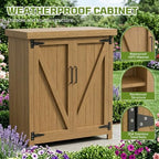Weatherproof Outdoor Storage Cabinet, HIPS Waterproof Cabinet, Teak - Image 2