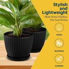 Black 6-Inch Plant Pots with Drainage & Saucers 24 Pack, Indoor & Outdoor Planters for Houseplants, Herbs, and Flowers, Durable & Weatherproof Material, Stackable, Lightweight, Minimalist Design - Image 3