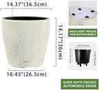 Dexceder 15x14 Self Watering Planter with Wheels (White Gold Crackle) - Image 3