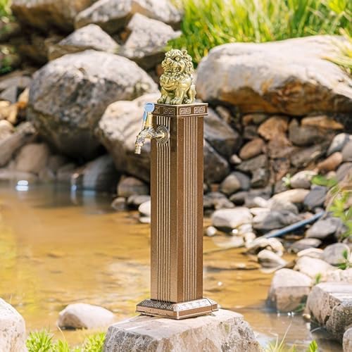 Freestanding Retro Garden Water Column with Faucet, Freeze Proof Outdoor Faucet with Garden Hose Holder Freestanding, 10m Spray Gun(C-69cm/27in) by Unknown