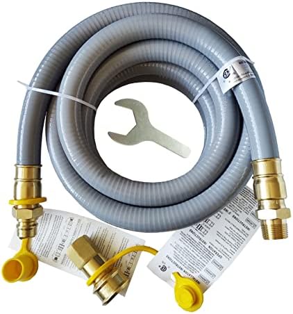 30FT 3/4" ID Natural Gas Hose with 3/4 Quick Connect for Standby Generators, Long Gas Flex Line Hose for NG/LP Propane Appliances Construction Heaters, Tool Included by GRILLJOB