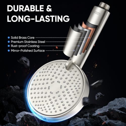 Cobbe® All Metal Handheld Shower Head, 3 Spray Settings, 1.8GPM - Image 3