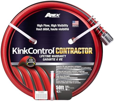 Kink Control Contractor Grade Hose with High Burst Strength, Spring Coil and Crush Resistant Couplings, Made in the USA 3/4 x 50 ft by TeknorApex