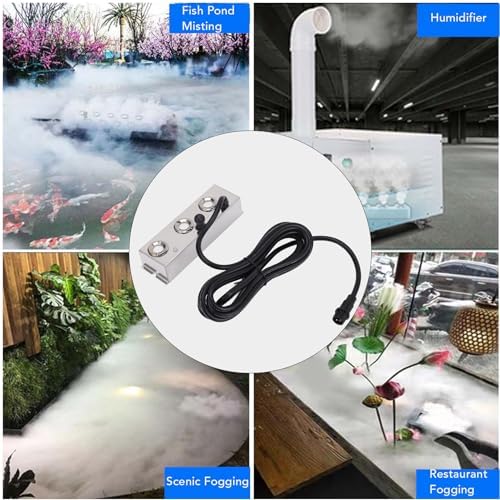 Ultrasonic Mist Maker, Durable 36V Cool Fog Humidifier for Indoor Outdoor Stainless Steel 3 Head Design with 12 Atomizing Cores 4.5L H Output Cable - Image 6