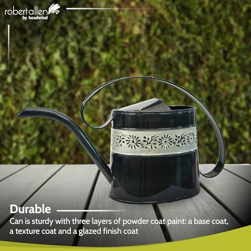 Headwind Willow Decorative Watering Can, 0.5 Gallon Small Metal Watering Can for Indoor Plants & Garden, Vintage Galvanized Steel, Long Spout, Indoor & Outdoor – Black Pearl - Image 3
