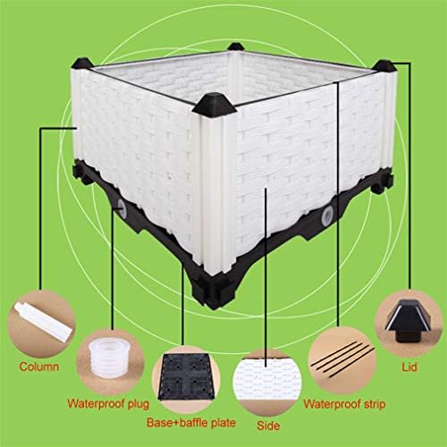 Hershii Square Garden Raised Bed Kits Plastic Deepened Plant Containers Indoor Outdoor Vegetables Herbs Flowers Growing Planter Box - White - 15.35 X 15.35 X 14.96 Inches - Image 3