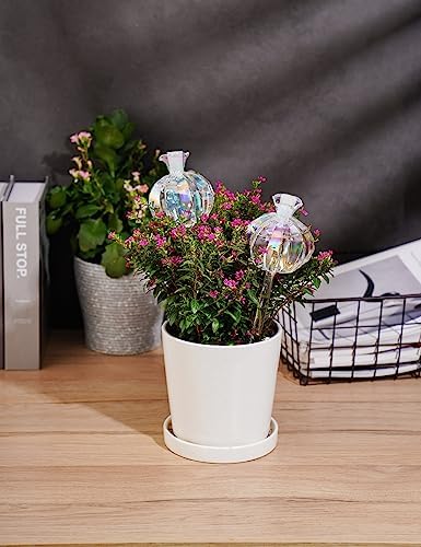 NiHome Cactus-Shaped Glass Plant Self-Watering Globes 6-Pack, Glass Waterer Stakes for Potted Plants, Automatic Mini Irrigation System, Adorable Gardening Tool (Iridescent, 3 Large + 3 Medium) - Image 2