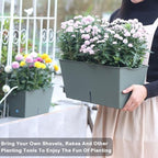 Window Box Planter 6 Pcs, 12.6 Inches Self Watering Rectangle Flower Plant Pots with Drainage Holes & Breathable Trays, Vegetable Planters for Windowsill Patio Garden Balcony Porch Yard (Dark Green) - Image 5