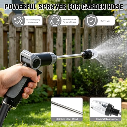Turbo High Pressure Washer Gun, Heavy Duty Garden Hose Nozzle, Turn Any Hose into a High Pressure Water Cleaning Jet, Multi-Function Water Sprayer for Yard, Car, Pet Washing & Outdoor Cleaning - Image 2