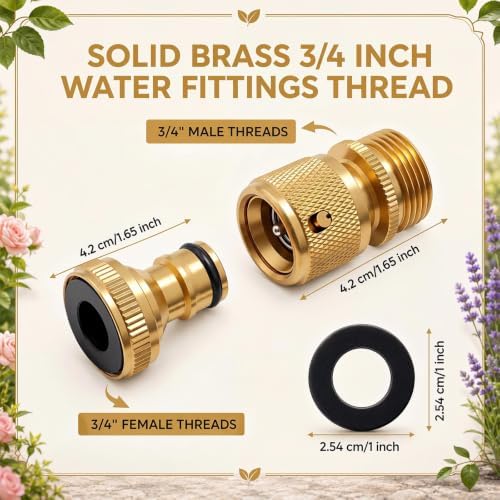 Shimeyao Brass Hose Quick Connect Fittings 3/4" BSPP, 16 Sets Female Male - Image 2