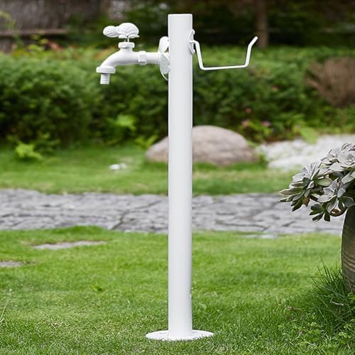 White 304 Stainless Steel Vertical Garden Water Column Garden Hose Holder Freestanding with Faucet Outdoor Garden Water Column Faucet Water Hydrant Fountain for Backyard, Lawns, Restrooms.(86cm/33.9in by Pllrbvshs