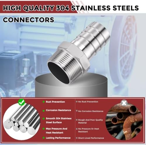 6pcs Stainless Steel Hose Barb Fittings 1-1/4"Barb to 1-1/4"NPT Male - Image 4