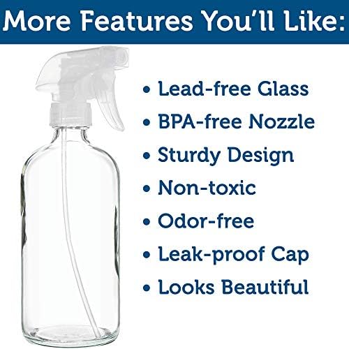 Large Clear Glass Spray Bottles, Empty, Refillable, Water, Fine Mist 16 oz - Image 6