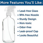 Large Clear Glass Spray Bottles, Empty, Refillable, Water, Fine Mist 16 oz - Image 6