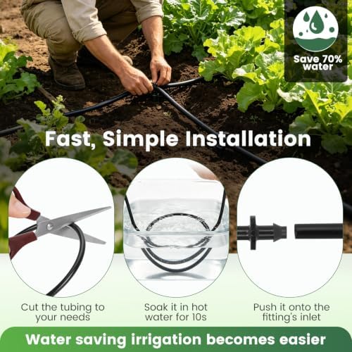 1/4 Inch Drip Irrigation Tubing 500Ft – Built-in 0.5 GPH Emitters Every 6", Flexible LLDPE Hose with Smooth Inner Wall, Water-Saving Drip Line for Garden, Greenhouse, Flower Beds & Landscape, Black - Image 4