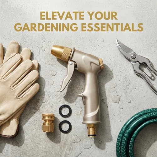 Garden hose nozzle spray, heavy metal high-pressure water gun, rotating can obtain different types of spray, watering plants and lawn, car washing, yard and pets (Short nozzle quick connection) - Image 6