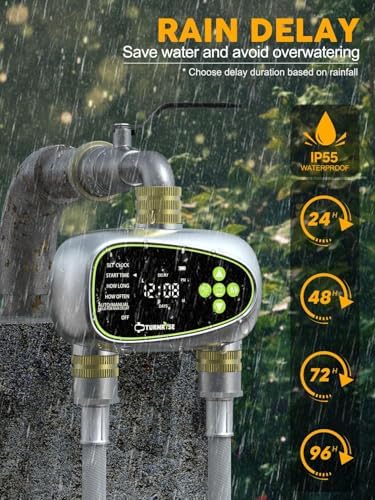 Water Timer for Garden Hose - 2 Zone Sprinkler Controller with Brass Inlet Programmable Hose Timer, Automatic Drip Irrigation System for Yard Lawn Greenhouse - Image 5