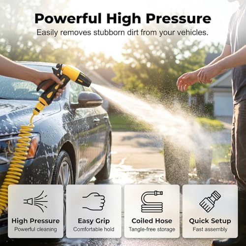 Jet Nozzle Power Washer for Garden Hose, 2026 Car Wash Water Gun with Spring Tube, High Pressure Washer Wand for Patio Garden Outdoor Cleaning, Adjustable Spray Patterns (Set B) - Image 2