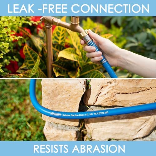 5/8 IN. × 50FT. Heavy Duty Rubber Garden Hose, High Flow 5/8" I.D. Brass Fitting No Memory Durable Heavy Duty Water Hose for Watering, Irrigation, Water Transfer Pump - Image 6